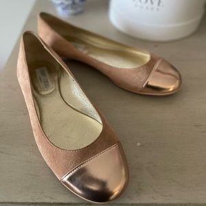 Pink Suede/Rose Gold Metallic Ballet Flats 36.5